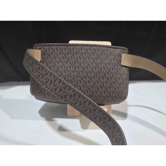 Michael Kors MK Logo Brown Belt Bag/Fanny Pack W Brown & Beige Strap Size L/XL - Picture 2 of 7